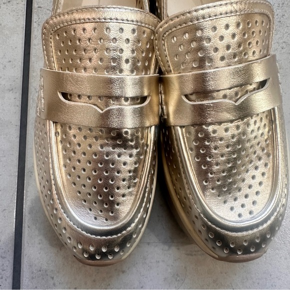 Gold Platform Loafers Dolce Vita Janine Slip On Wedge Shoes GUC Women’s - Picture 4 of 16